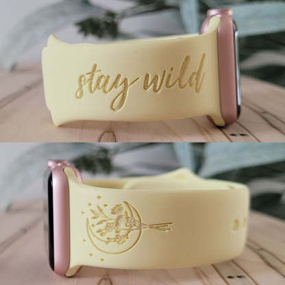 Stay Wild Flower engraved Silicone Watch Band for Apple, Samsung and Fitbit