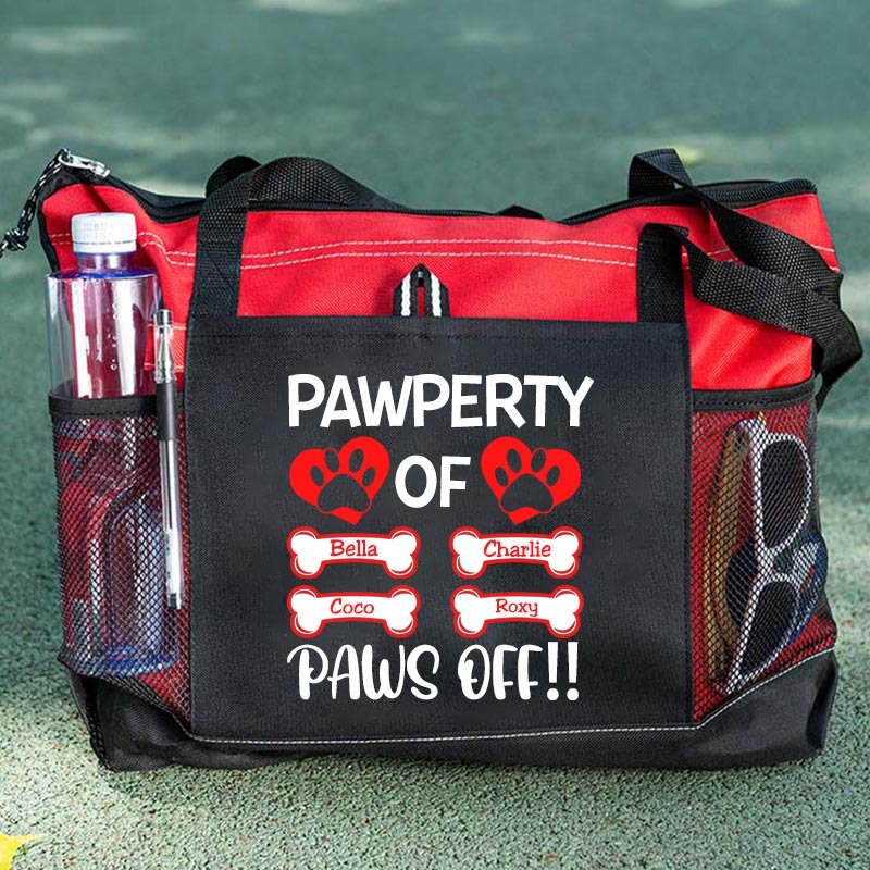 Pawperty of Dogs Name Tote Bag, Personalized Dog Tote Bag
