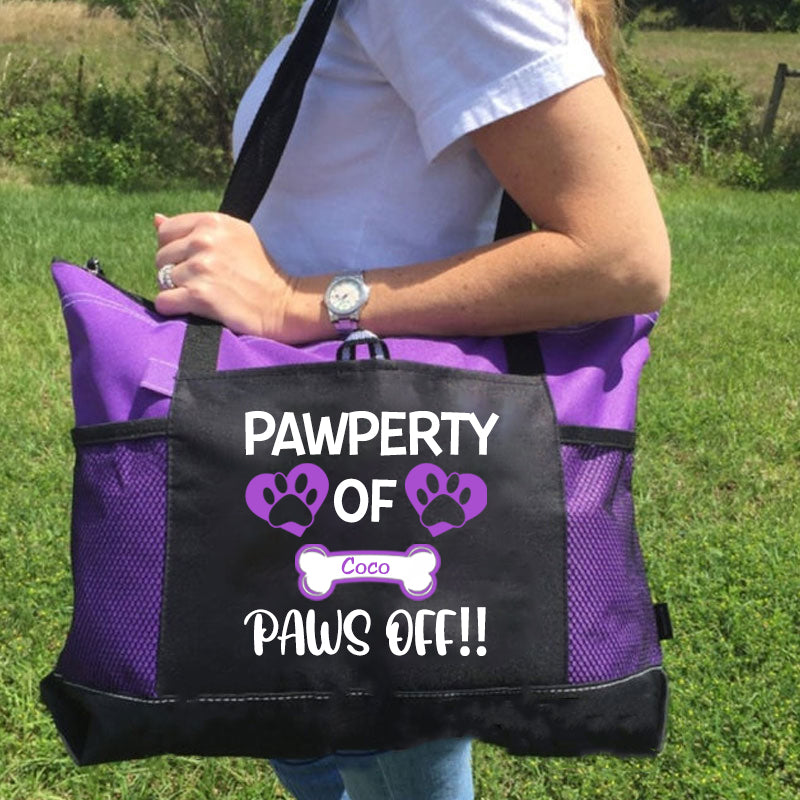 Pawperty of Dogs Name Tote Bag, Personalized Dog Tote Bag