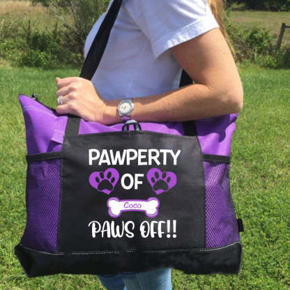Pawperty of Dogs Name Tote Bag, Personalized Dog Tote Bag