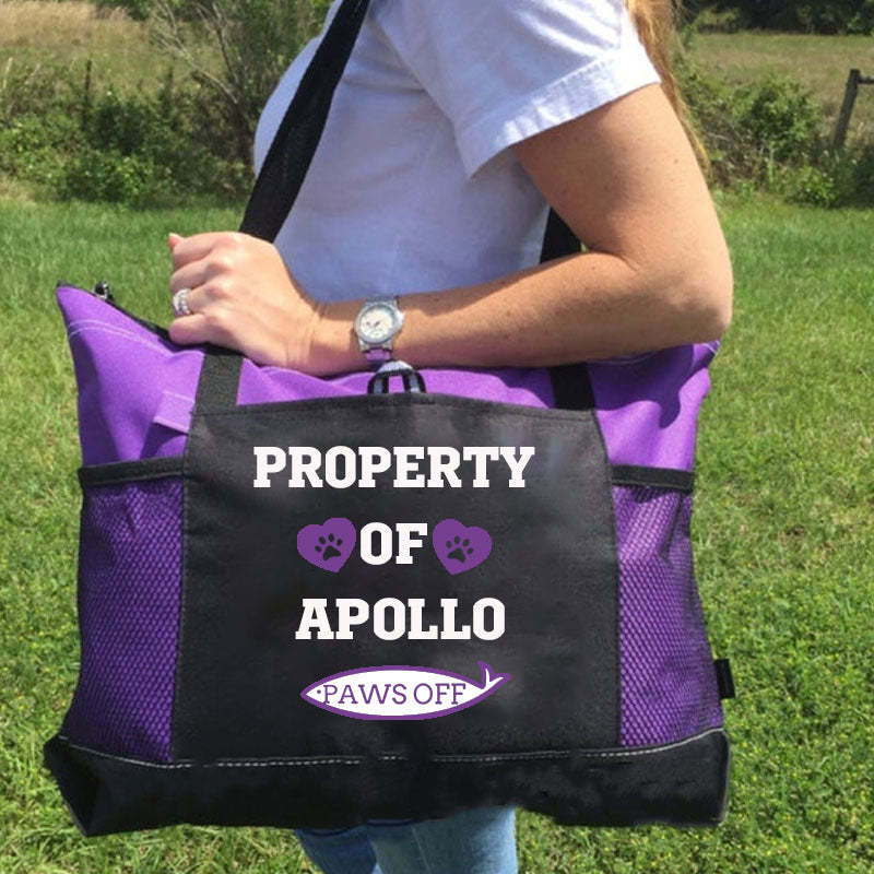 Property of Cats Name Tote Bag, Personalized Cat Tote Bag