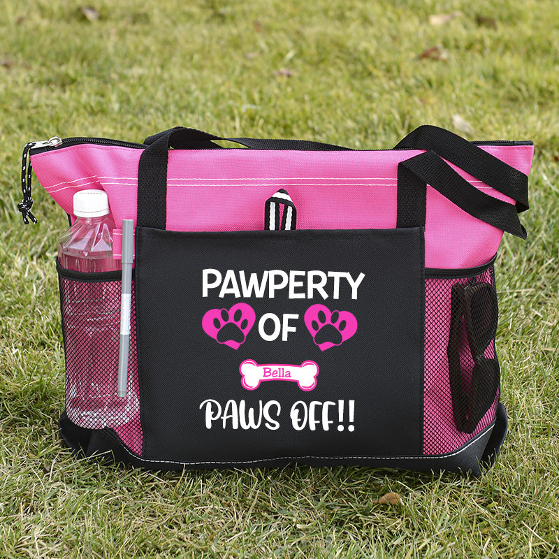 Pawperty of Dogs Name Tote Bag, Personalized Dog Tote Bag