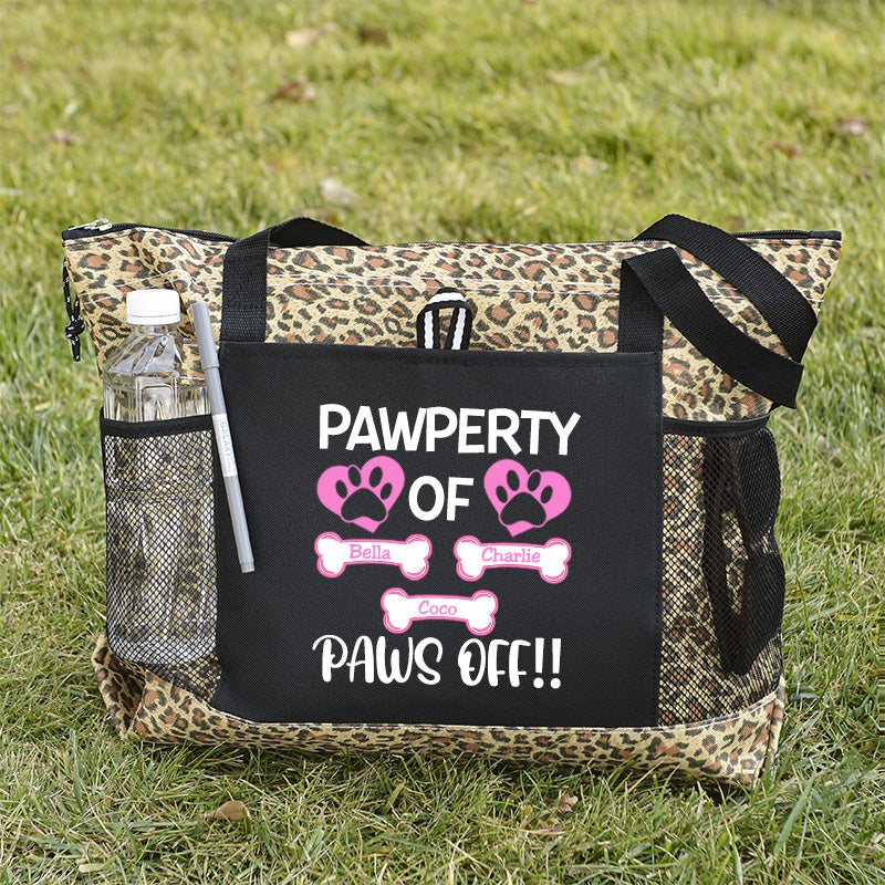 Pawperty of Dogs Name Tote Bag, Personalized Dog Tote Bag