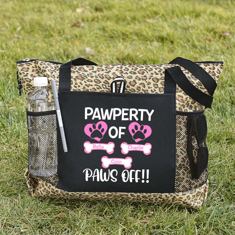 Pawperty of Dogs Name Tote Bag, Personalized Dog Tote Bag