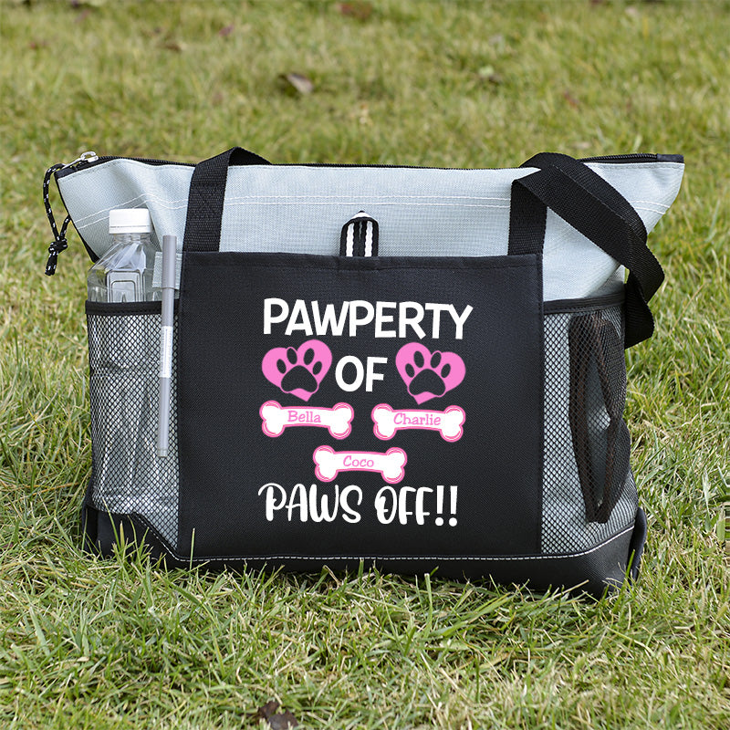 Pawperty of Dogs Name Tote Bag, Personalized Dog Tote Bag