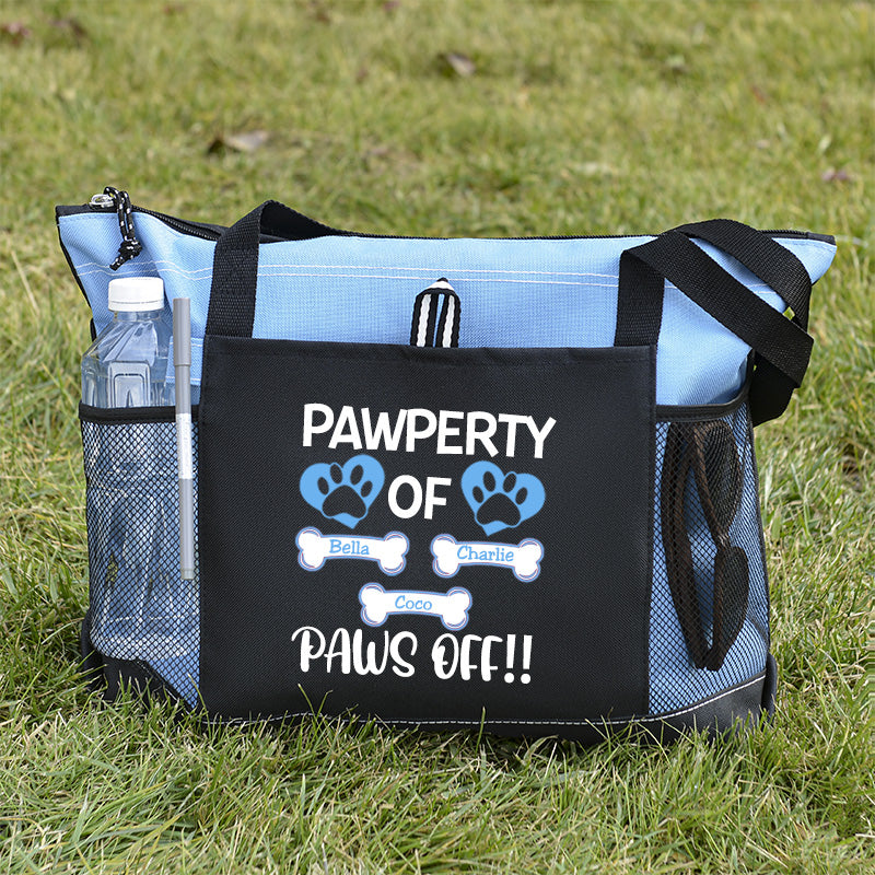Pawperty of Dogs Name Tote Bag, Personalized Dog Tote Bag
