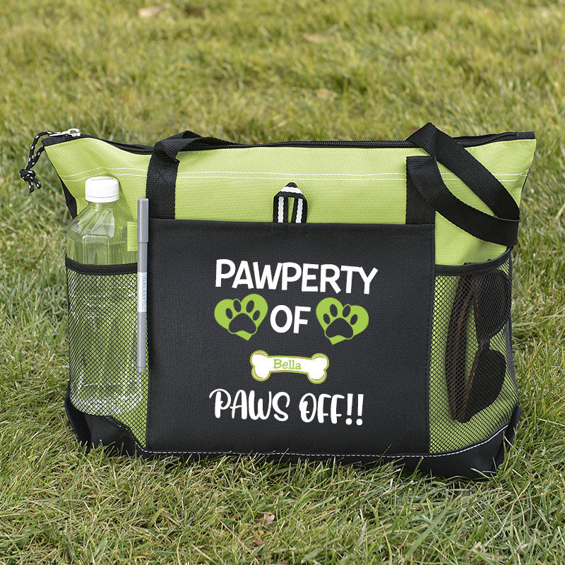 Pawperty of Dogs Name Tote Bag, Personalized Dog Tote Bag