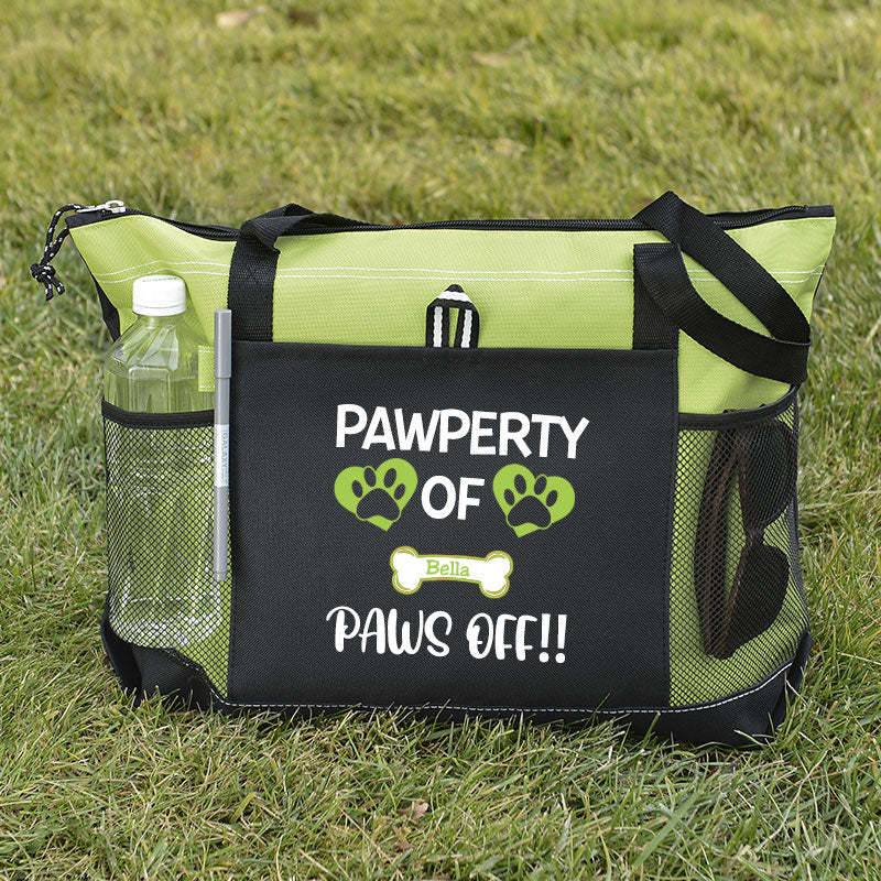 Pawperty of Dogs Name Tote Bag, Personalized Dog Tote Bag