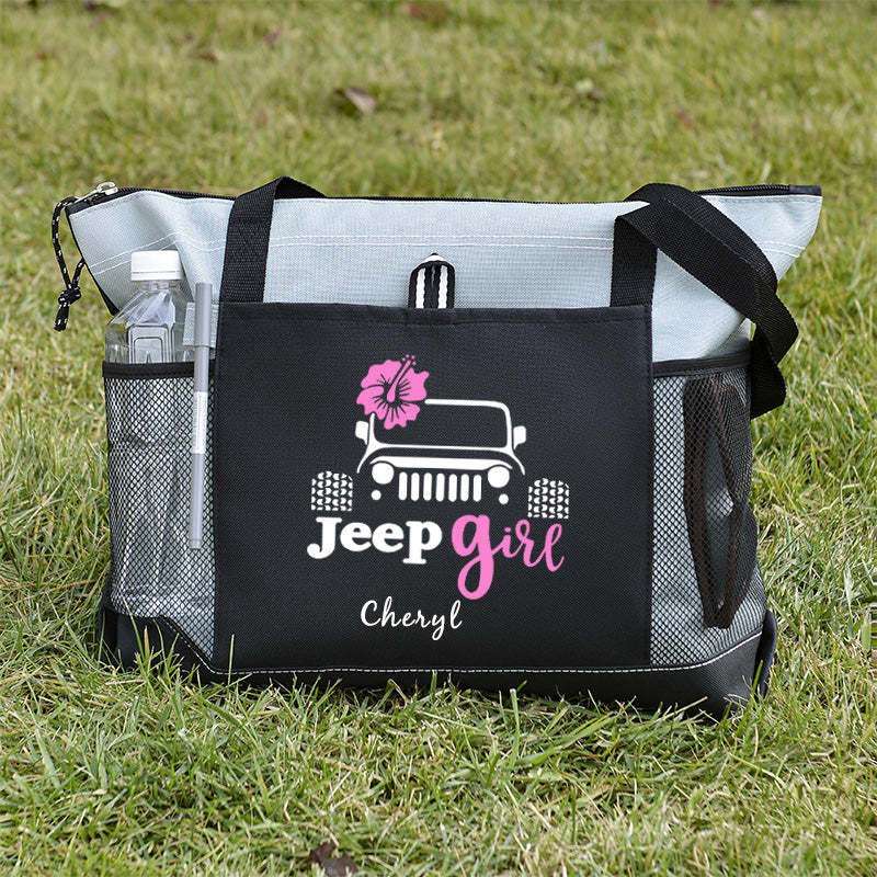 Flower Tote Bag, Jeep girl Personalized Tote Bag, Custom Tote Bag