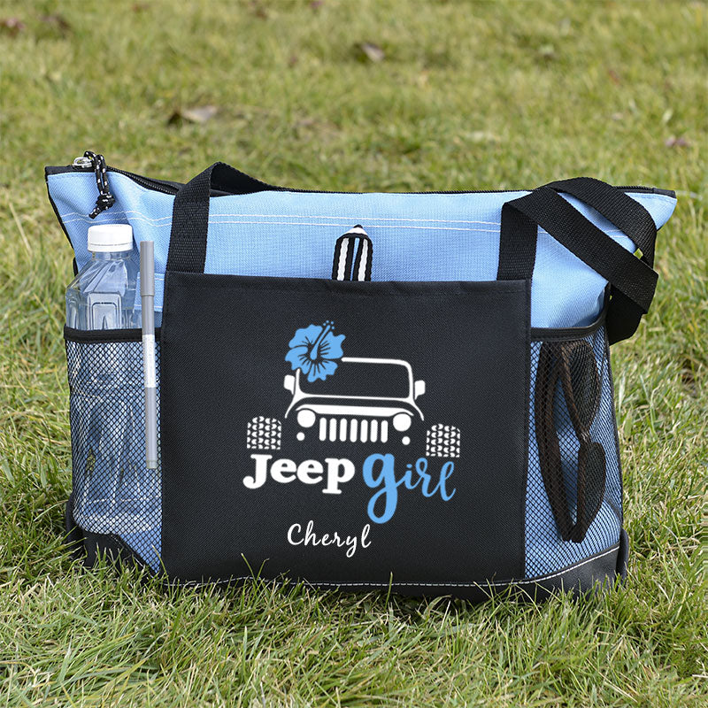 Flower Tote Bag, Jeep girl Personalized Tote Bag, Custom Tote Bag