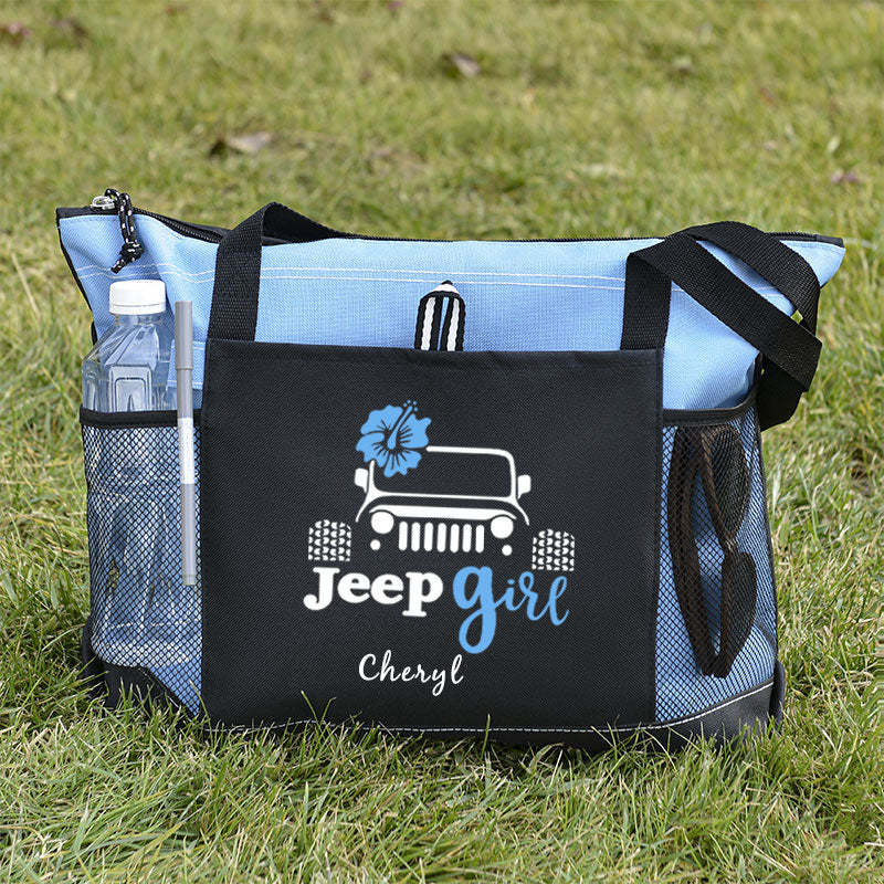 Flower Tote Bag, Jeep girl Personalized Tote Bag, Custom Tote Bag