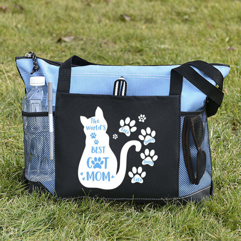 The World's Best Cat Mom Tote Bag, Personalized Tote Bag, Custom Tote Bag