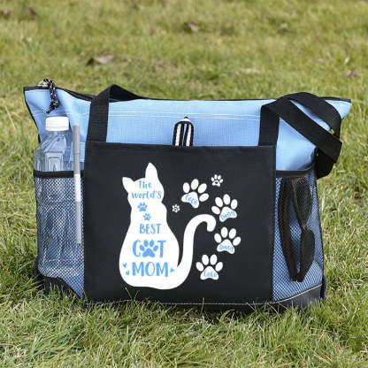 The World's Best Cat Mom Tote Bag, Personalized Tote Bag, Custom Tote Bag