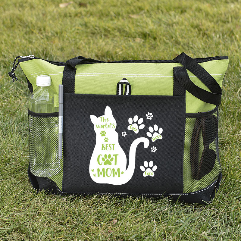The World's Best Cat Mom Tote Bag, Personalized Tote Bag, Custom Tote Bag