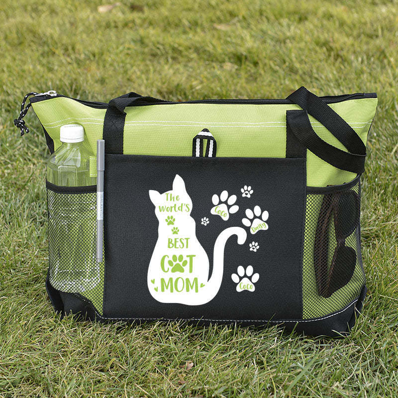 The World's Best Cat Mom Tote Bag, Personalized Tote Bag, Custom Tote Bag