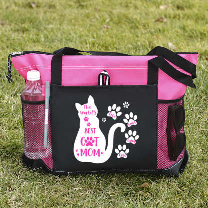 The World's Best Cat Mom Tote Bag, Personalized Tote Bag, Custom Tote Bag