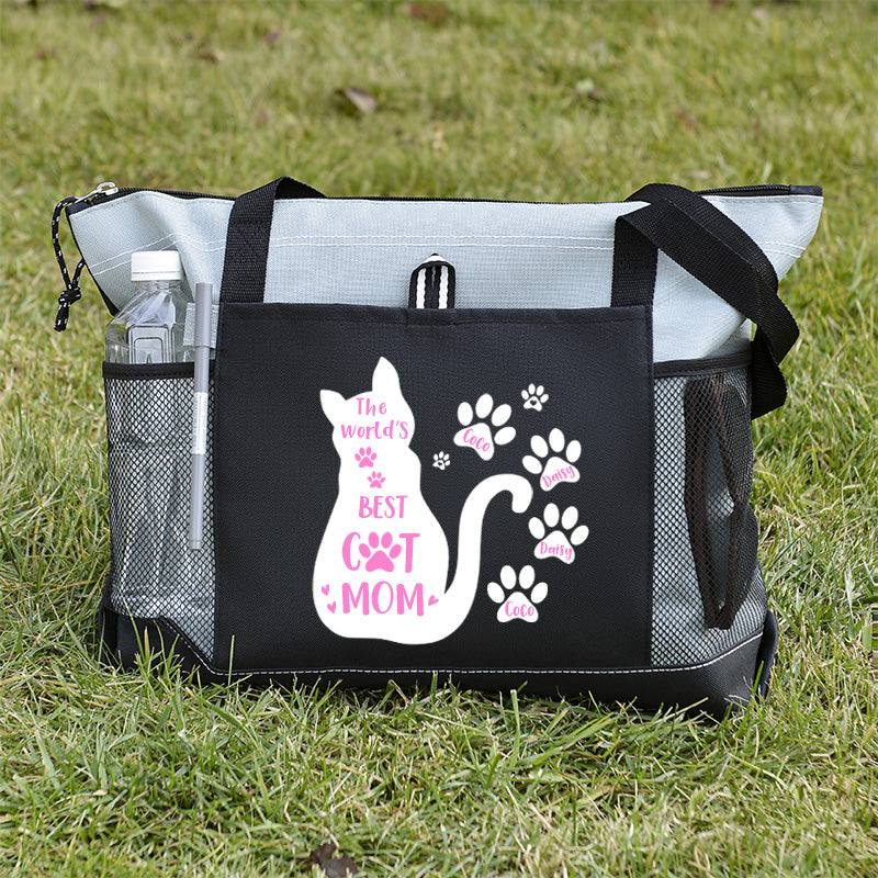 The World's Best Cat Mom Tote Bag, Personalized Tote Bag, Custom Tote Bag