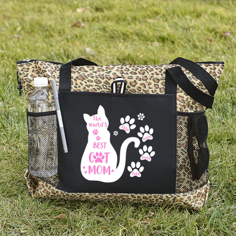 The World's Best Cat Mom Tote Bag, Personalized Tote Bag, Custom Tote Bag