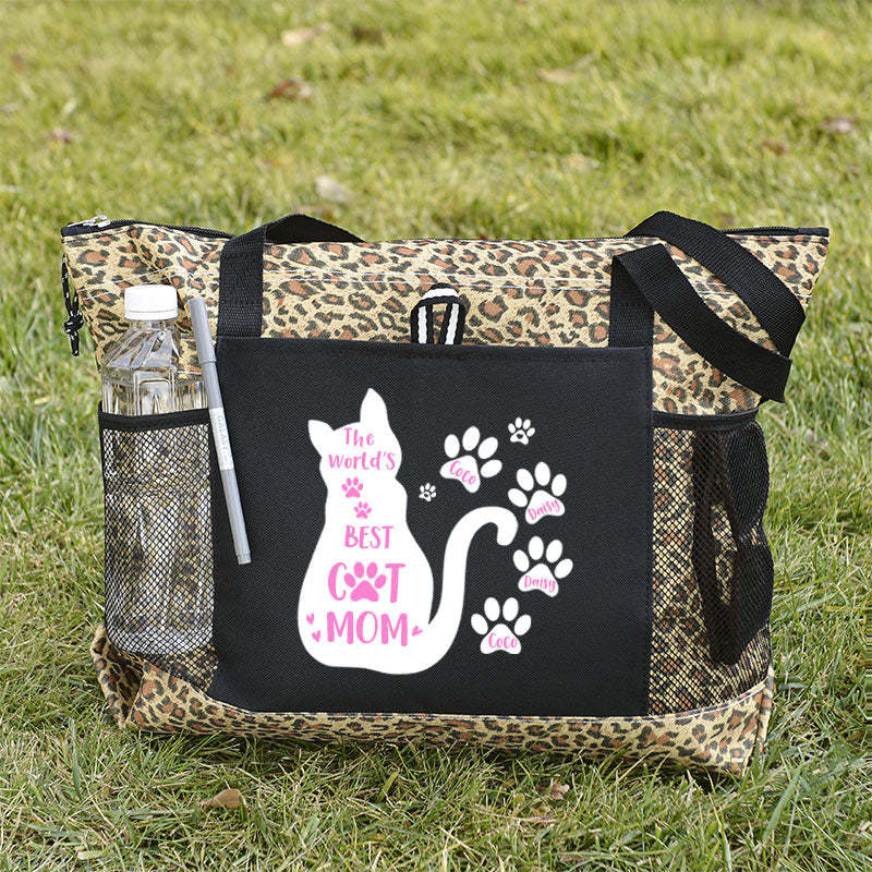 The World's Best Cat Mom Tote Bag, Personalized Tote Bag, Custom Tote Bag