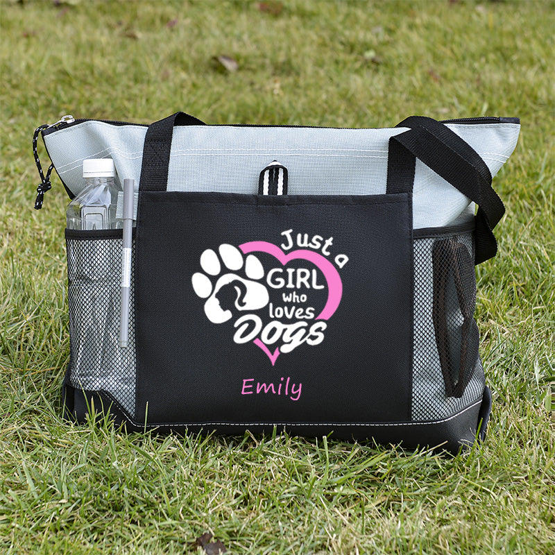 Just a Girl Who Loves Dogs Tote Bag, Personalized Tote Bag