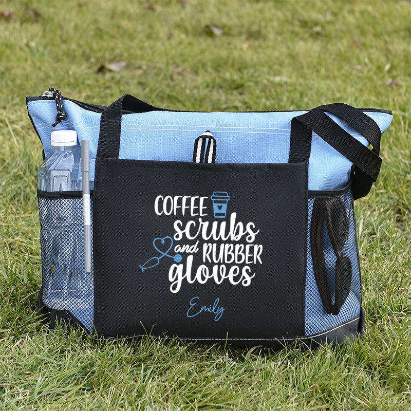 Coffee Scrubs and Rubber Gloves Tote Bag