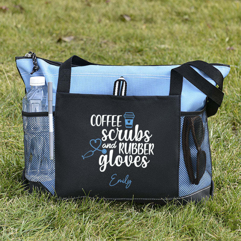 Coffee Scrubs and Rubber Gloves Tote Bag