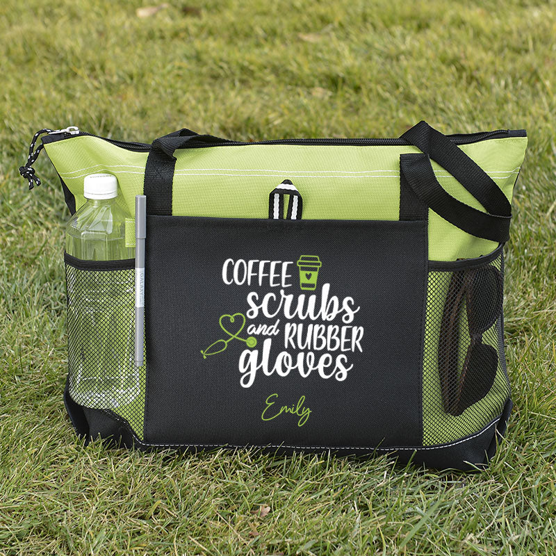 Coffee Scrubs and Rubber Gloves Tote Bag