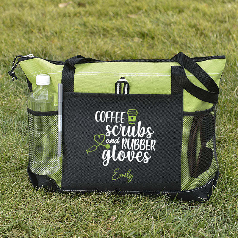 Coffee Scrubs and Rubber Gloves Tote Bag