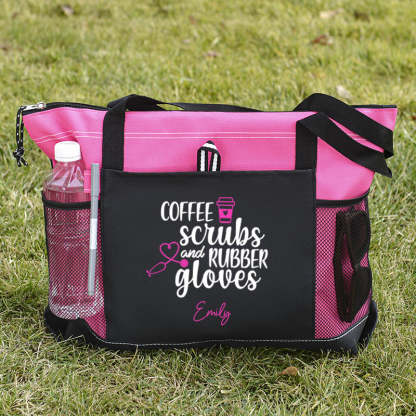 Coffee Scrubs and Rubber Gloves Tote Bag