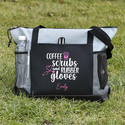 Coffee Scrubs and Rubber Gloves Tote Bag