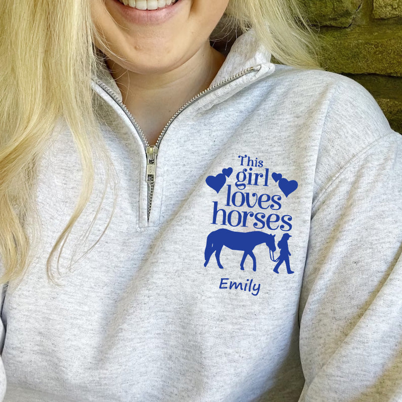 This Girl Loves Horses Pullover Sweatshirt  Jacket Gift