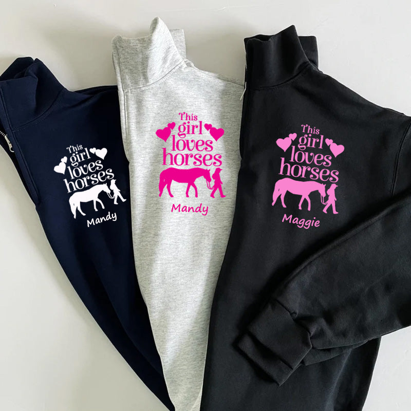 This Girl Loves Horses Pullover Sweatshirt  Jacket Gift