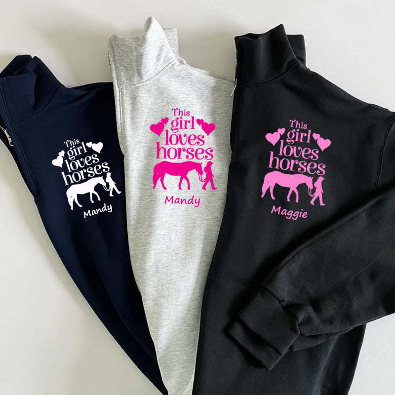 This Girl Loves Horses Pullover Sweatshirt  Jacket Gift