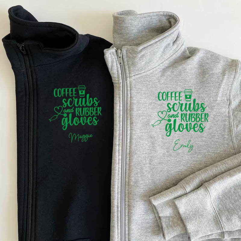 Coffee Scrubs and Rubber Gloves Pullover Sweatshirt