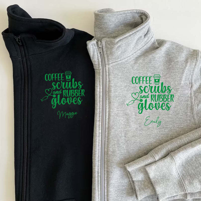 Coffee Scrubs and Rubber Gloves Pullover Sweatshirt