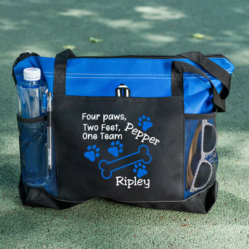 Bone Paw Print Tote Bag