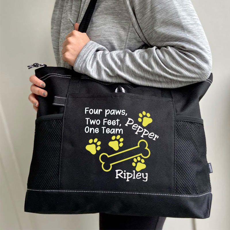 Bone Paw Print Tote Bag