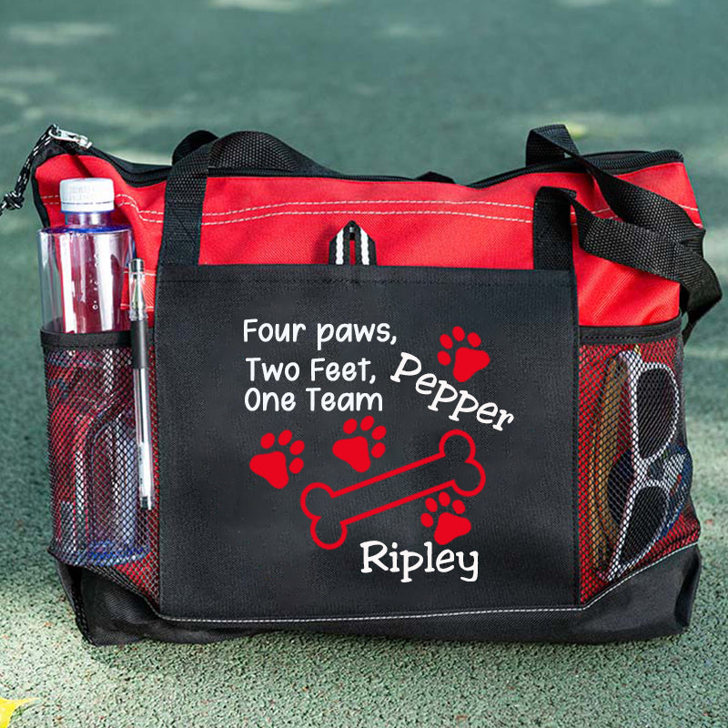 Bone Paw Print Tote Bag