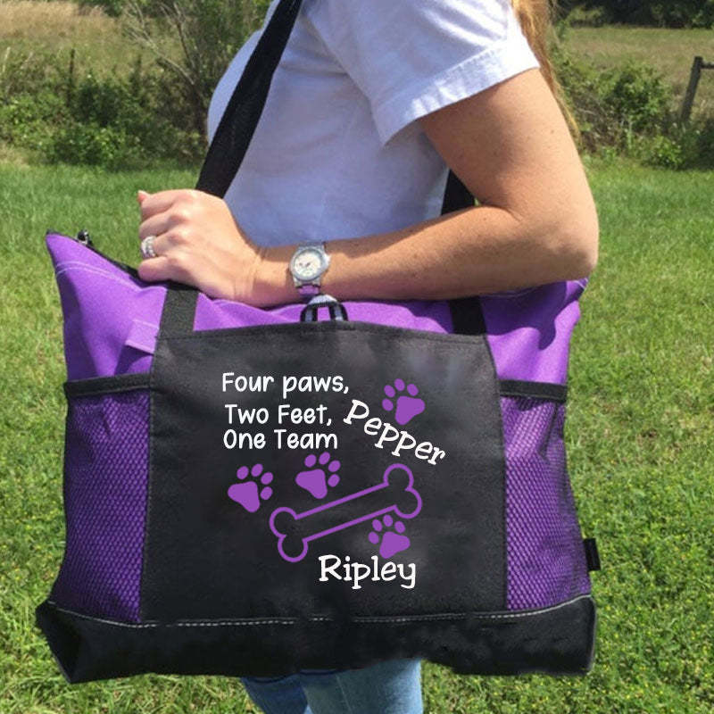 Bone Paw Print Tote Bag