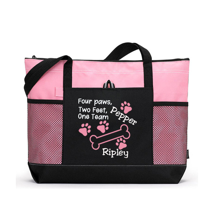 Bone Paw Print Tote Bag