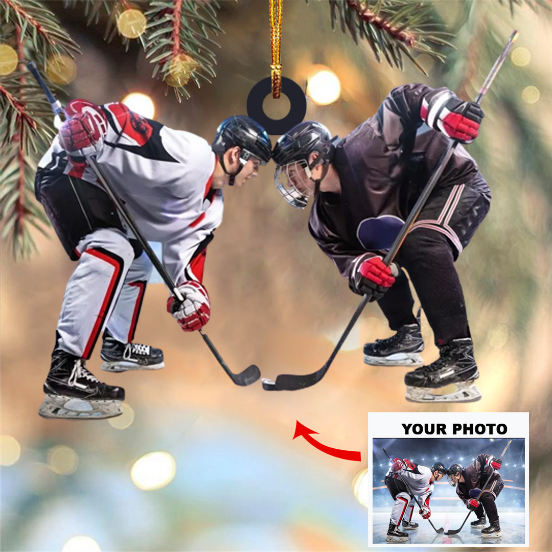 Personalized Photo Mica Ornament - Gift For Hockey Lover