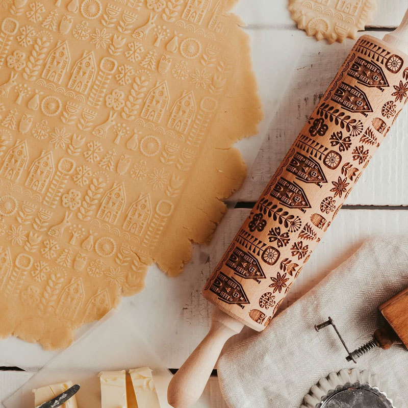 Custom Engraved Kids Rolling Pin, Christmas gift, Cookie Stamp