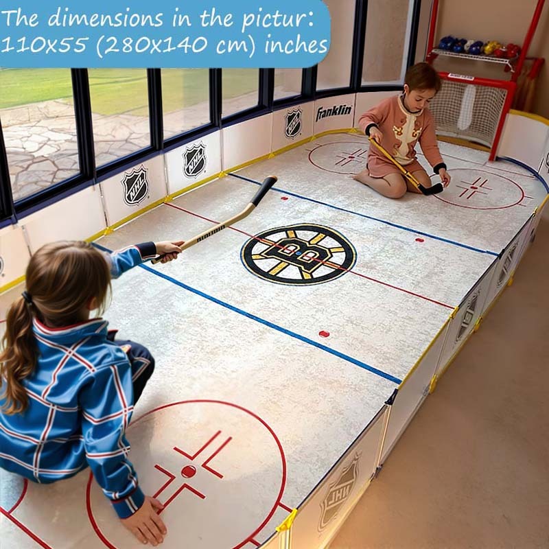 Ice Hockey Rink Printed Area Rug with Custom Team Logo Gift For Ice Hockey Lovers