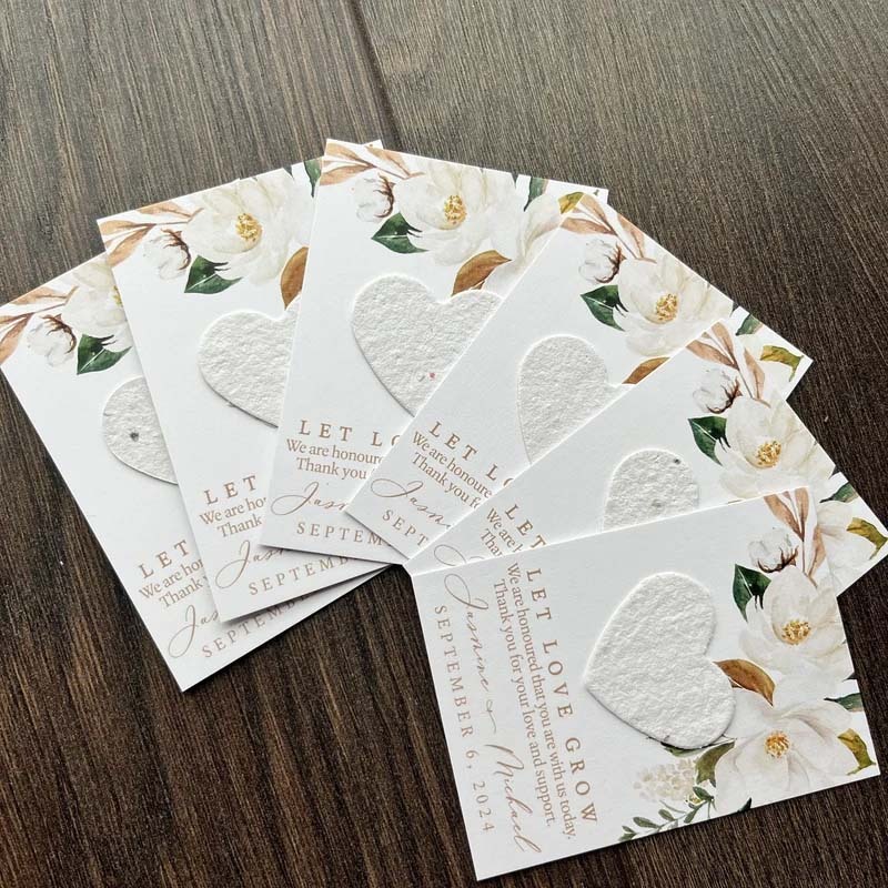 Custom Let Love Grow Wedding Plantable Seed Paper Favor Cards