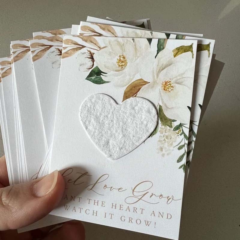 Custom Let Love Grow Wedding Plantable Seed Paper Favor Cards
