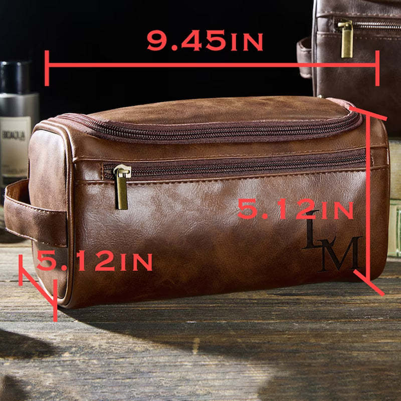 Custom Leather Dopp Kit Personalized Mens Toiletry Bag Gift For Men