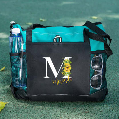 Sunflower Letter with Name Personalized Printed Tote Bag