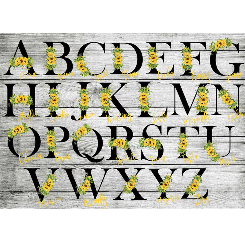 Sunflower Letter with Name Personalized Printed Tote Bag