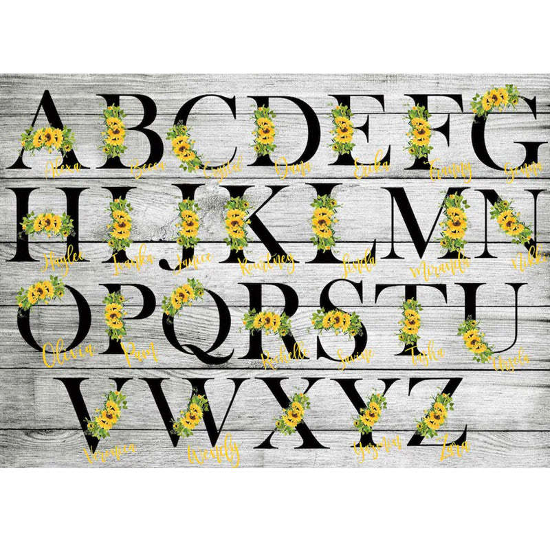Sunflower Letter with Name Personalized Printed Tote Bag