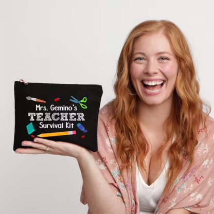 Teacher Survival Kit, Gift for Teacher, Teacher Appreciation, Personalized Makeup Bag